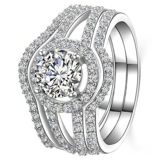 Beautiful 3-Piece Created Diamond Bridal Ring Set-Black Diamonds New York