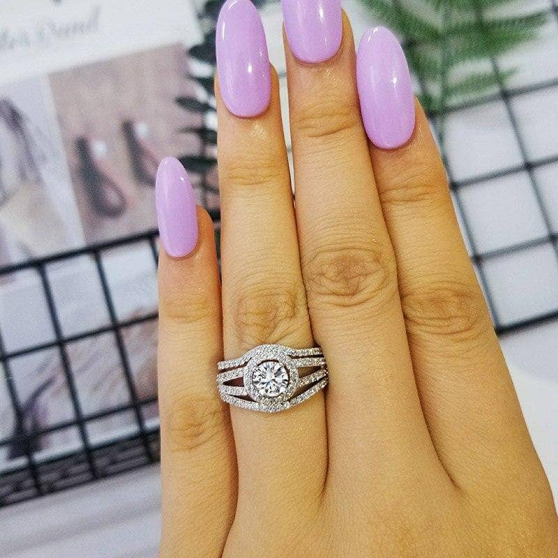 Beautiful Zircon 3-Piece Bridal Ring Set