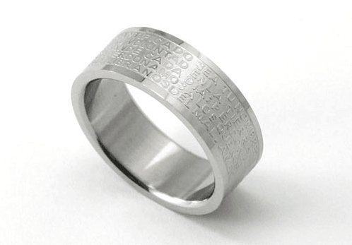 Bible Quote Stainless Steel Men's Ring Band - Black Diamonds New York