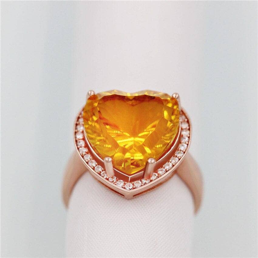 Big Heart Golden Citrine Ring-Black Diamonds New York