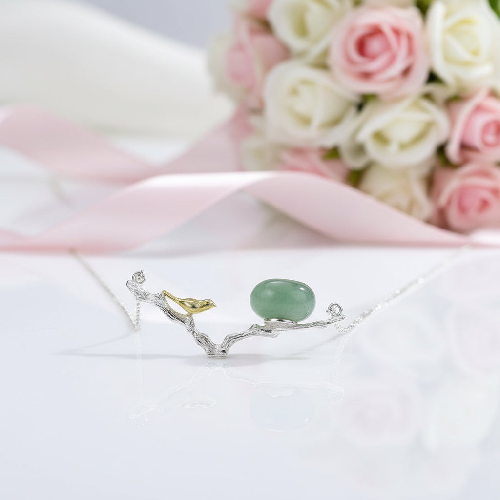 Bird Necklace with Aventurine-Black Diamonds New York