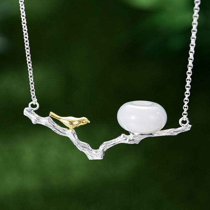 Bird Necklace with Natural Aventurine-Black Diamonds New York
