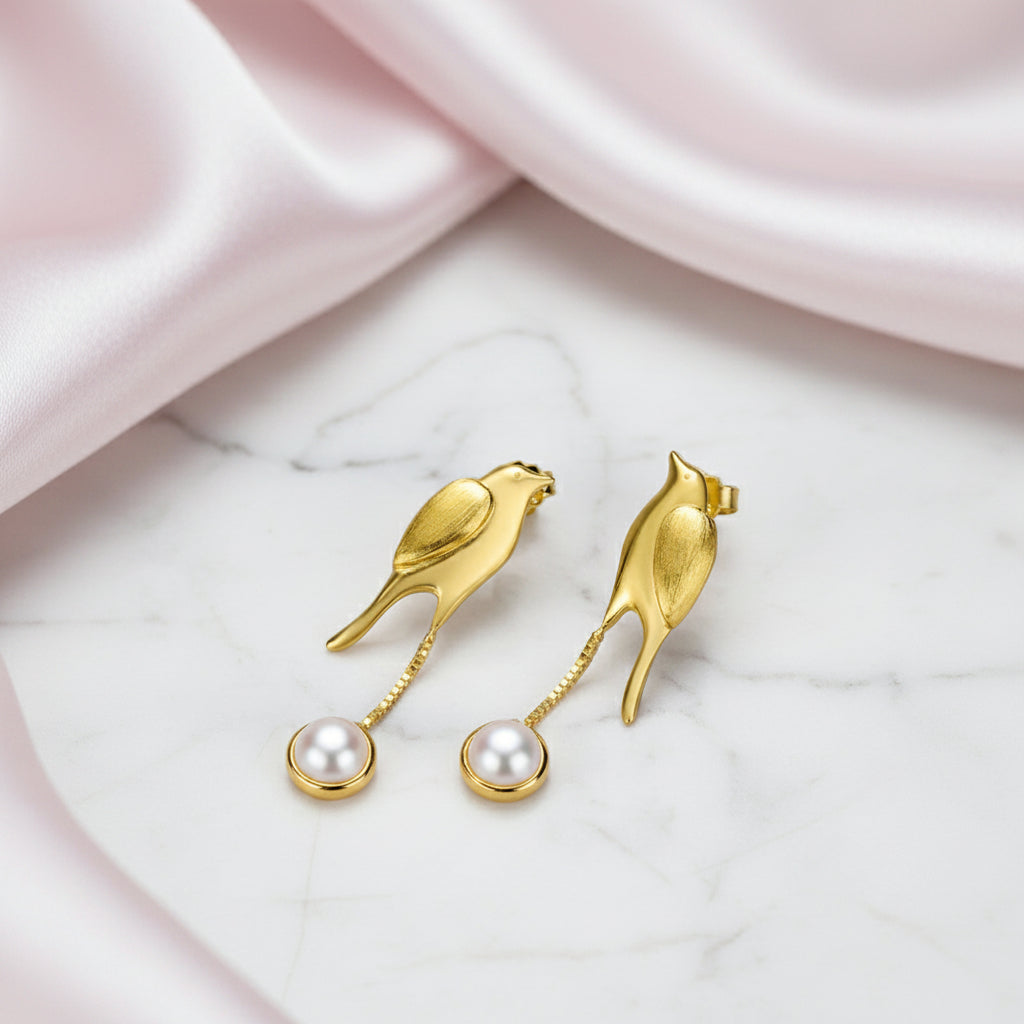Bird Tassel Dangle Earrings-Black Diamonds New York