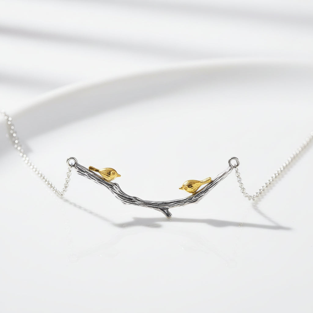 Birds on Branch Necklace-Black Diamonds New York