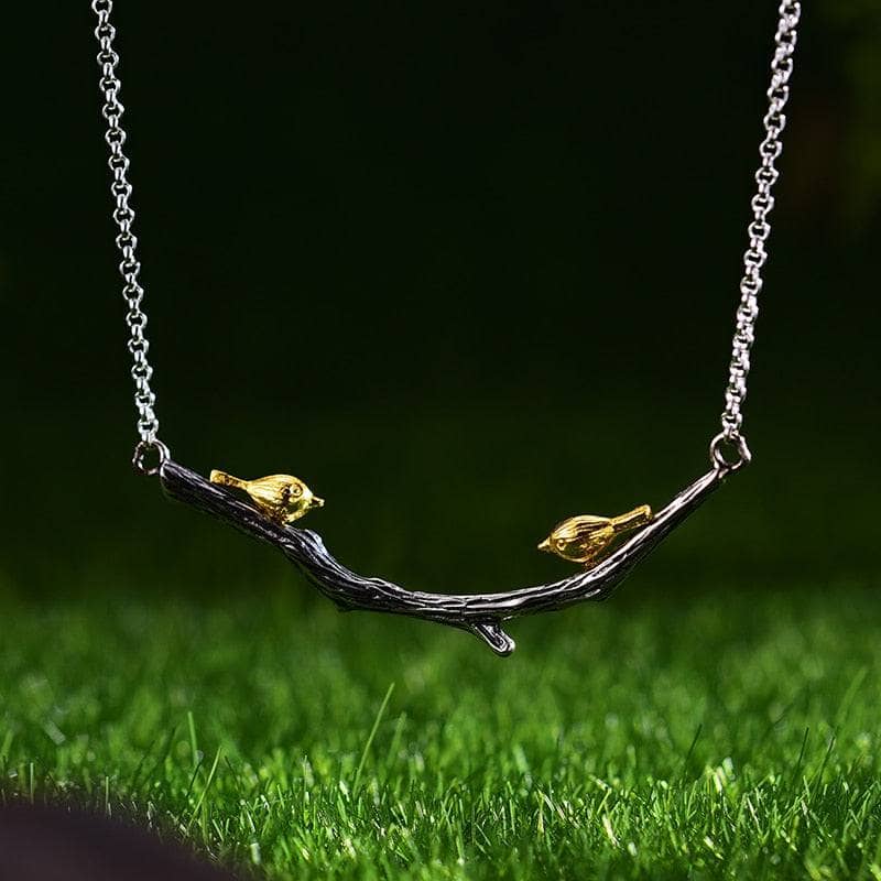 Birds on Branch Necklace-Black Diamonds New York