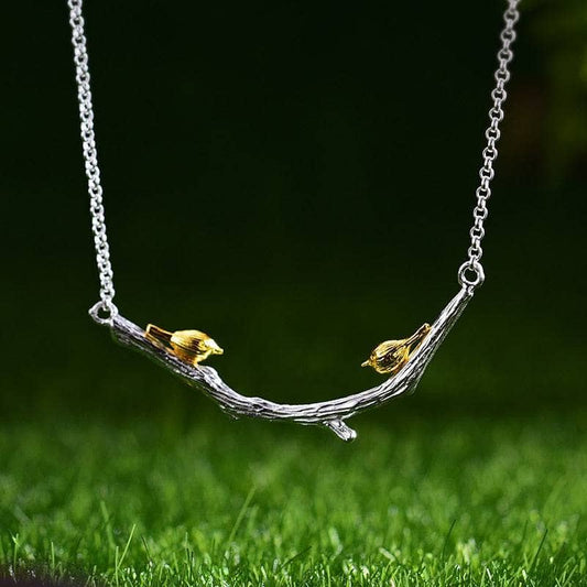 Birds on Branch Necklace-Black Diamonds New York