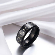 Black and Blue Carbon Pattern Ring Band-Black Diamonds New York