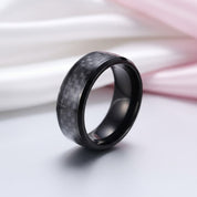 Black and Blue Carbon Pattern Ring Band-Black Diamonds New York