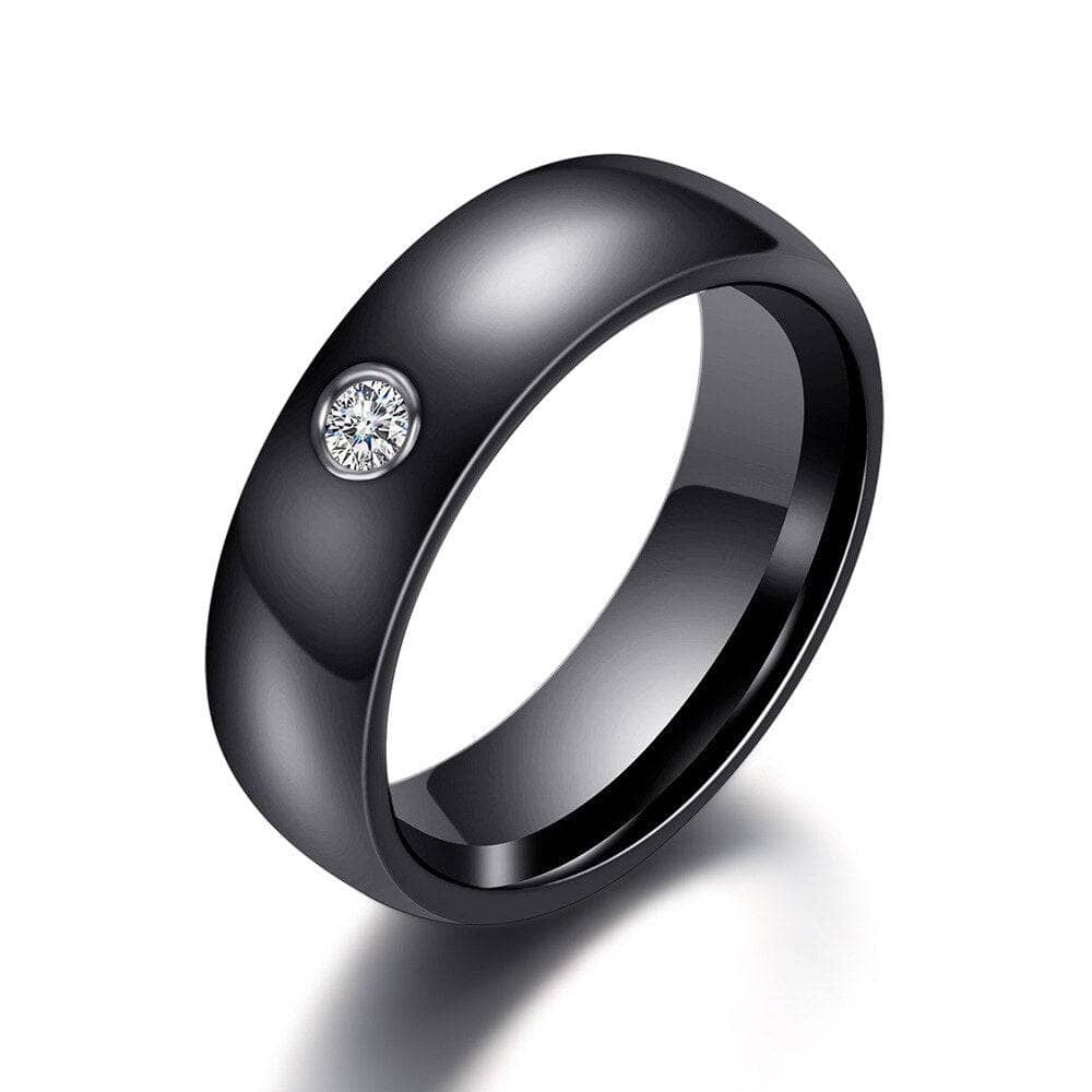 Black and White Ceramic Ring Band-Black Diamonds New York