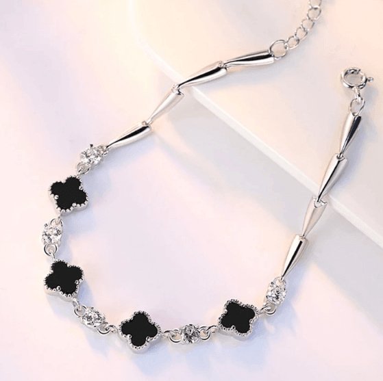 Black Clover Shape Bracelet-Black Diamonds New York