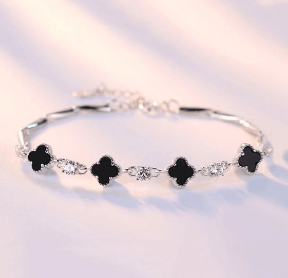 Black Clover Shape Bracelet-Black Diamonds New York