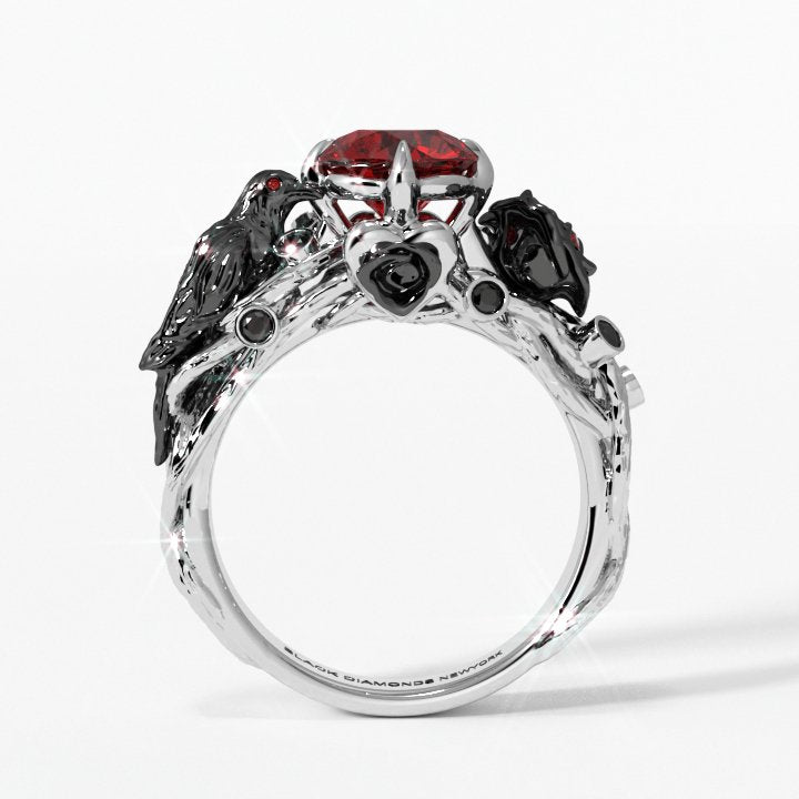Black Crow- 1.25 Carat EVN™ and Moissanite Diamond Gothic Wedding Ring-Black Diamonds New York