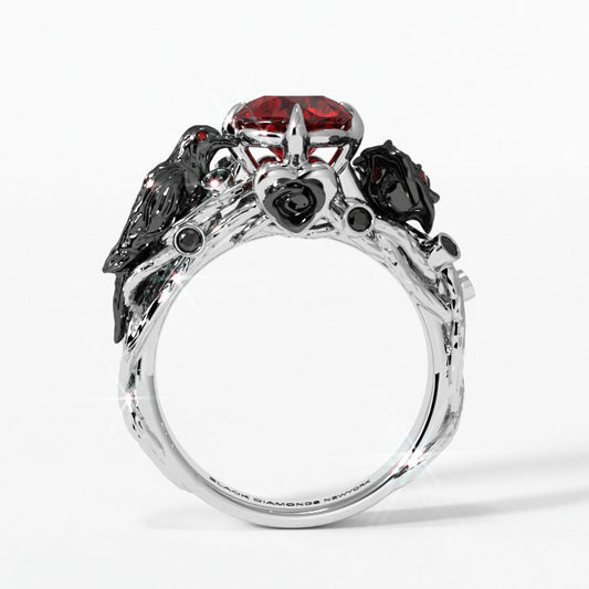 Black Crow- 1.25 Carat EVN™ and Diamond Gothic Wedding Ring-Black Diamonds New York