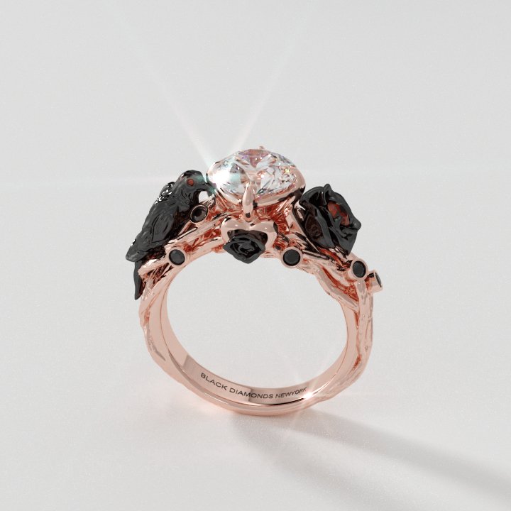 Black Crow- 1.25 Carat EVN™ and Moissanite Diamond Gothic Wedding Ring-Black Diamonds New York
