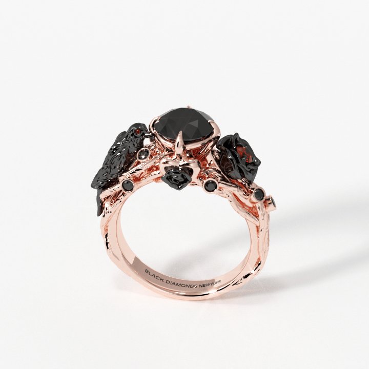 Black Crow- 1.25 Carat EVN™ and Moissanite Diamond Gothic Wedding Ring - Black Diamonds New York