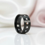 Round Diamond Option Black Men's Wedding Band-Black Diamonds New York