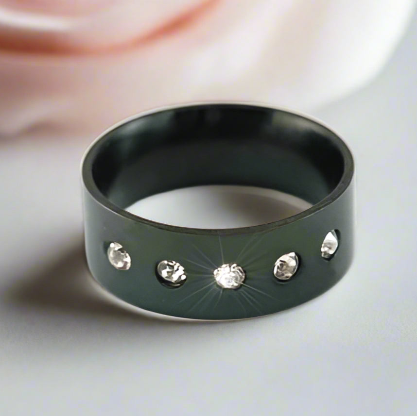 Round Diamond Black Men's Wedding Band-Black Diamonds New York