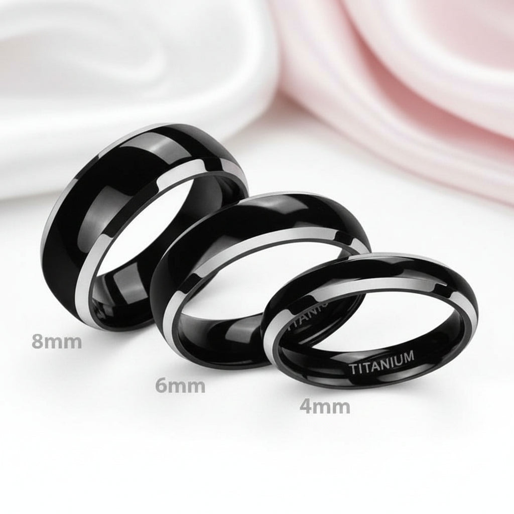 Black Domed Titanium Men's Wedding Band-Black Diamonds New York