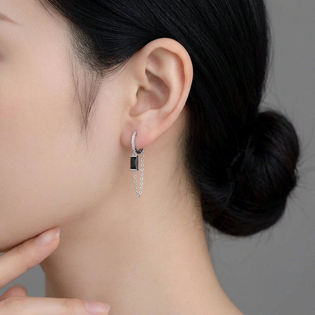 Black Diamond Option Hoop Earrings-Black Diamonds New York