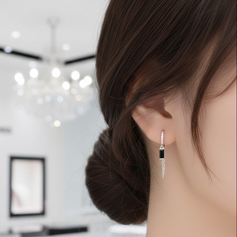 Black Diamond Hoop Earrings-Black Diamonds New York