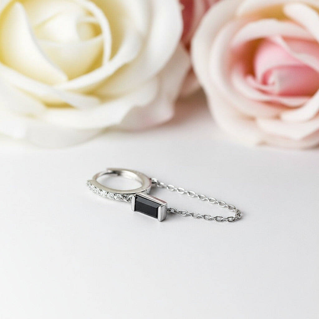 Black Diamond Hoop Earrings-Black Diamonds New York