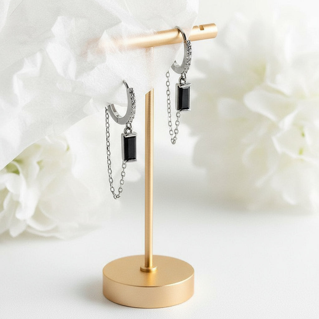 Black Diamond Hoop Earrings-Black Diamonds New York