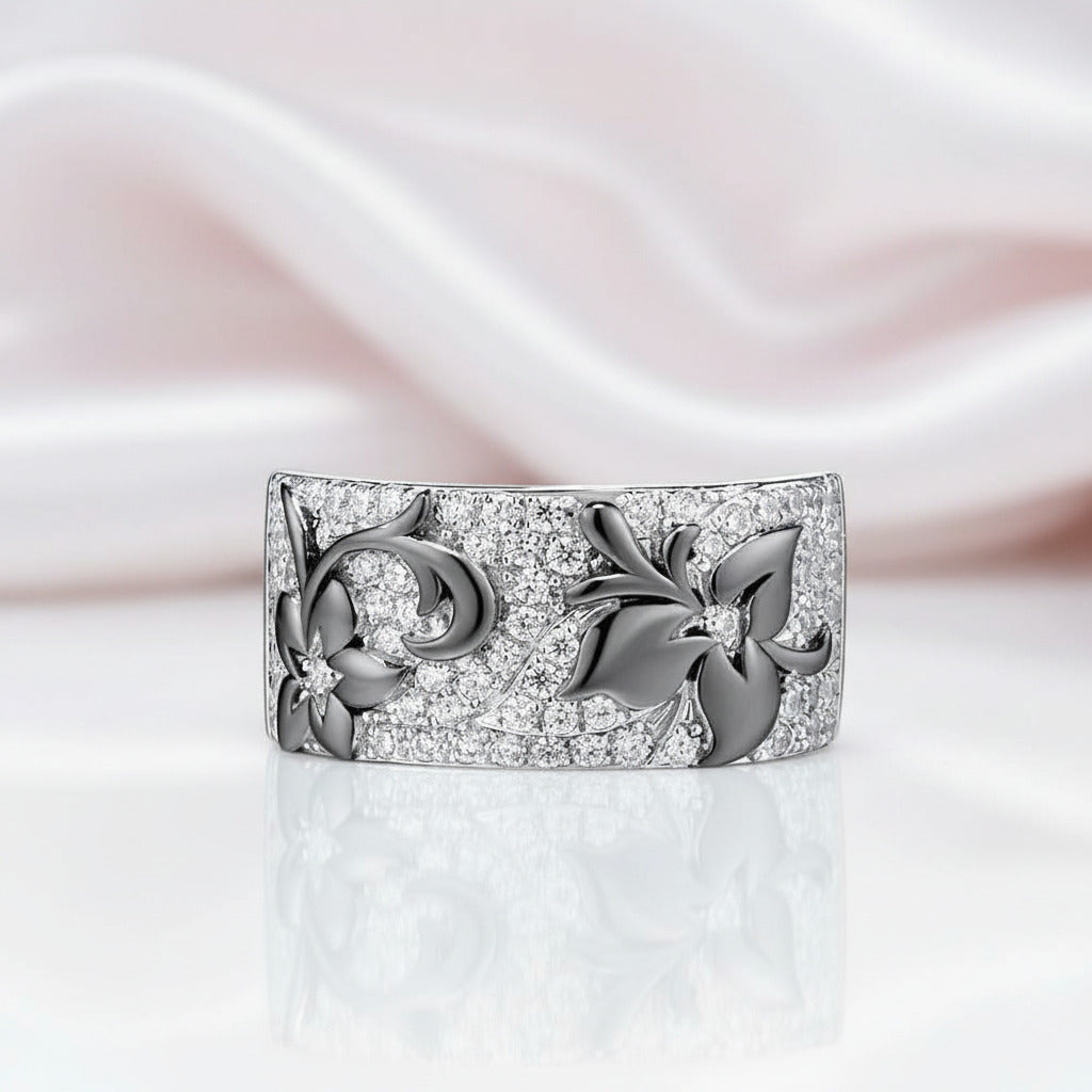 Black Flowers with Diamond Options Ring-Black Diamonds New York