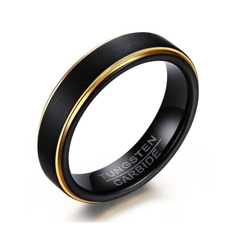 Black & Gold Matte Men's Tungsten Wedding Band-Black Diamonds New York