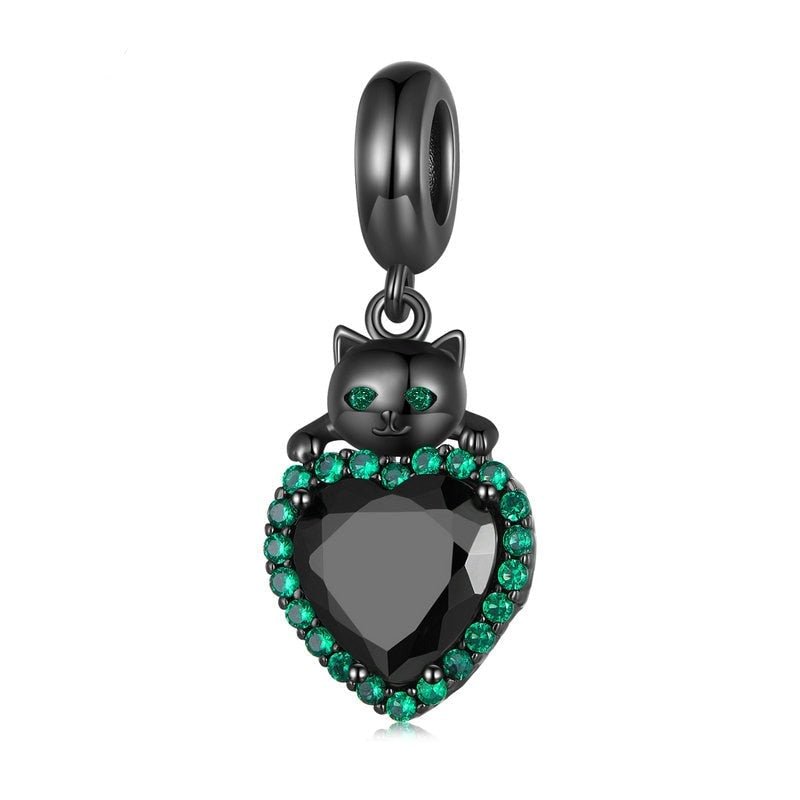 Black Kitty with Heart Charm-Black Diamonds New York