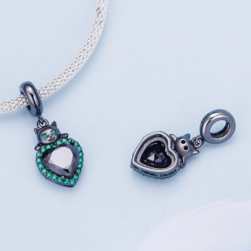 Black Kitty with Heart Charm