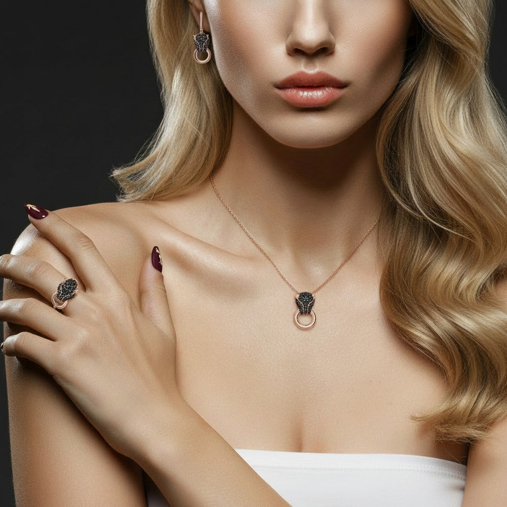 Black Leopard Jewelry Set-Black Diamonds New York