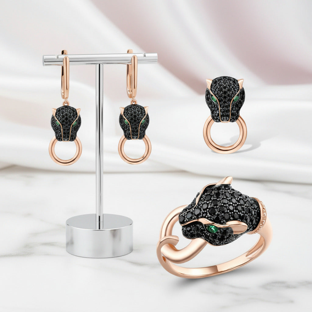 Black Leopard Jewelry Set-Black Diamonds New York