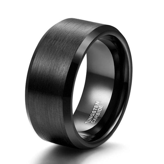 Black Matte 10mm Tungsten Carbide Wedding Band-Black Diamonds New York