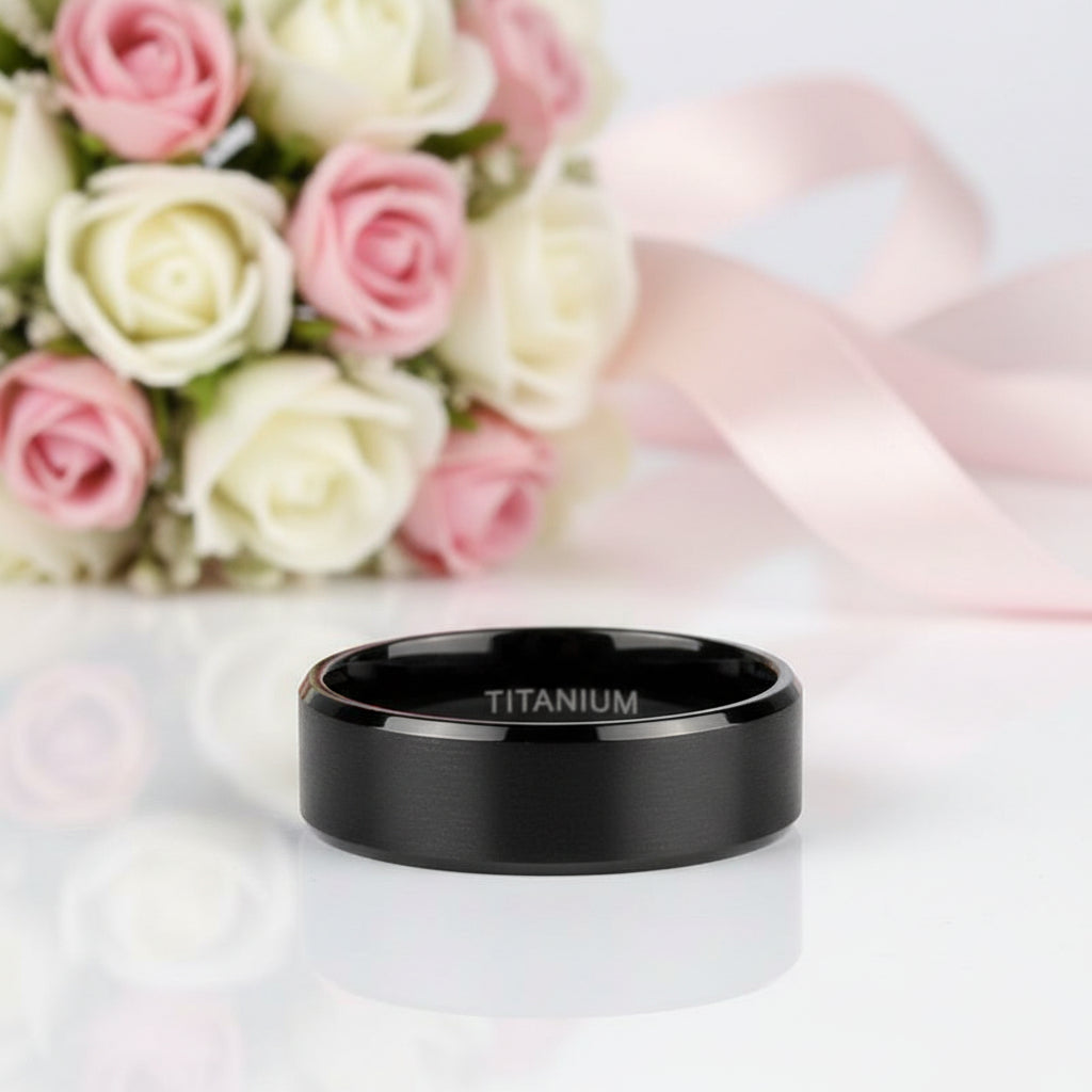 Black Matte Titanium Men's Wedding Band – Black Diamonds New York