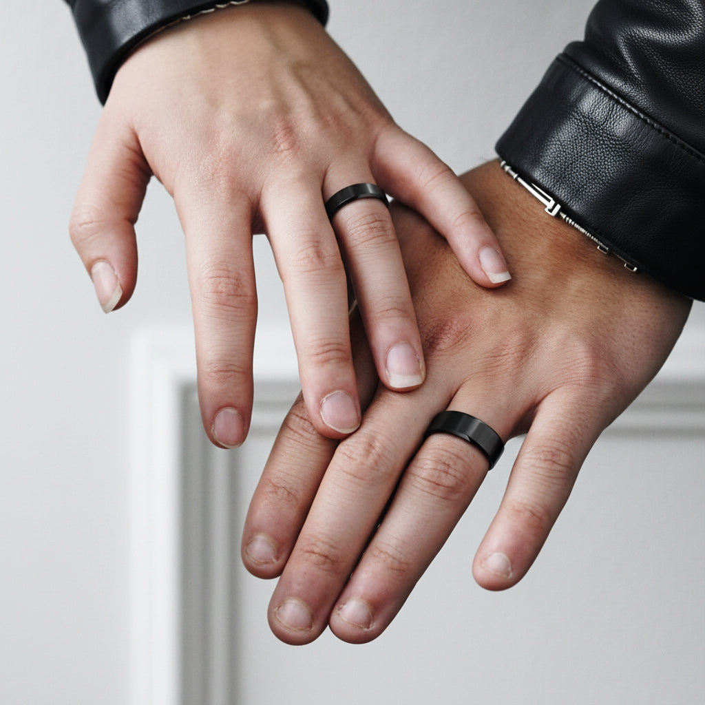 Plain 8mm Matte Black Titanium Wedding Band - Men's Women's Unisex Ring