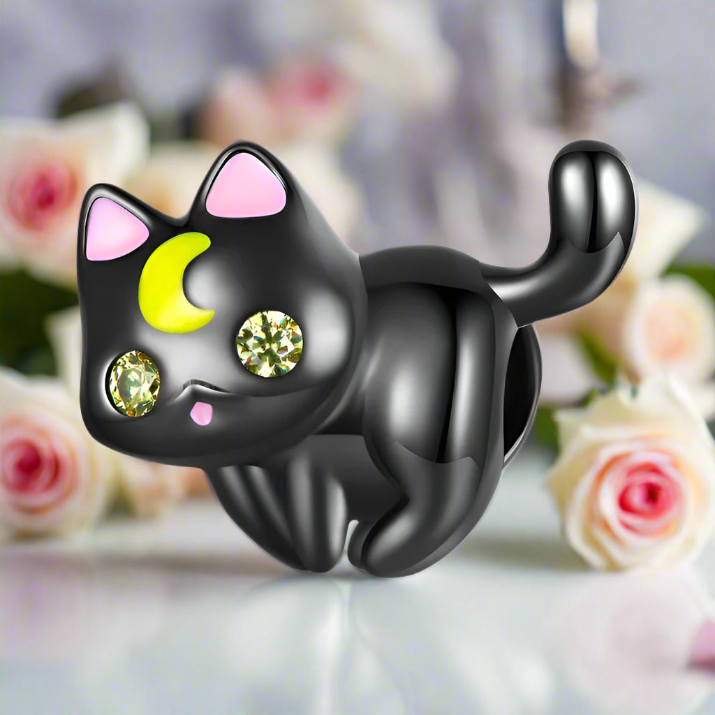 Black Moon Cat Charms-Black Diamonds New York
