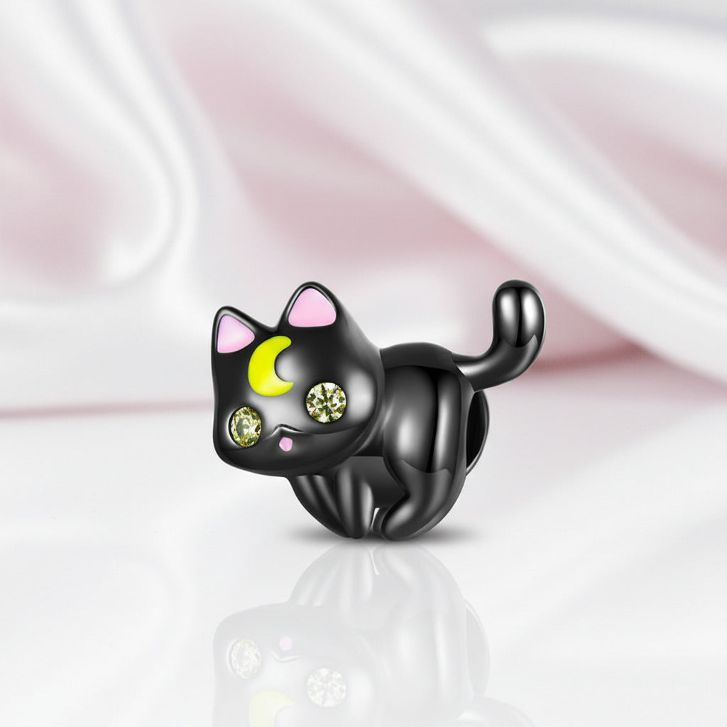 Black Moon Cat Charms-Black Diamonds New York