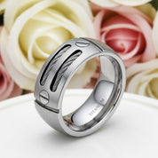 Black Punk Titanium Men's Wedding Band-Black Diamonds New York