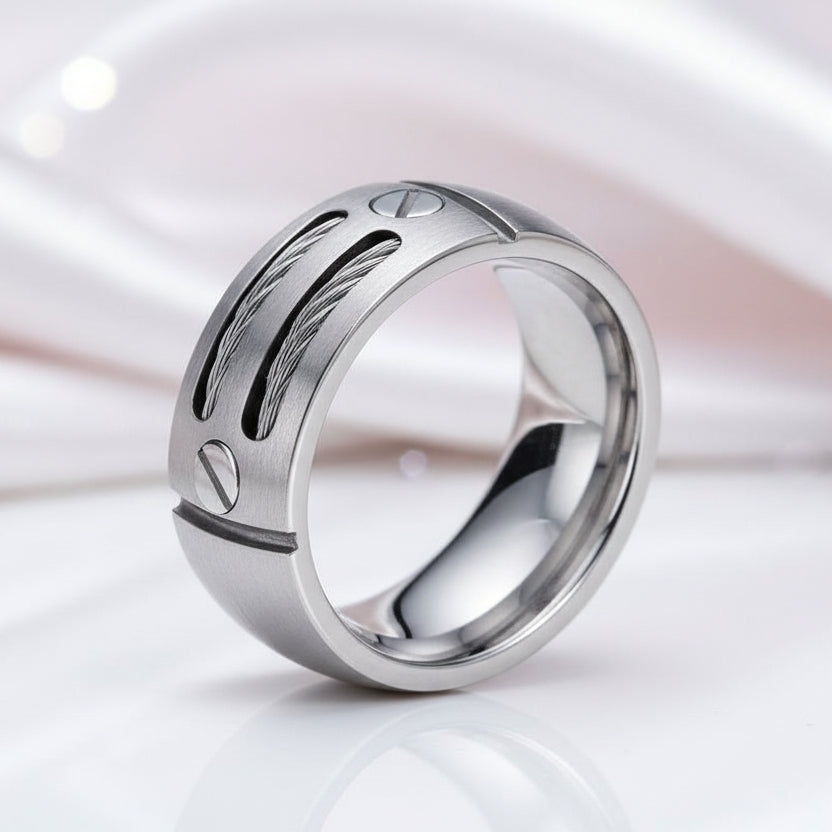 Black Punk Titanium Men's Wedding Band-Black Diamonds New York