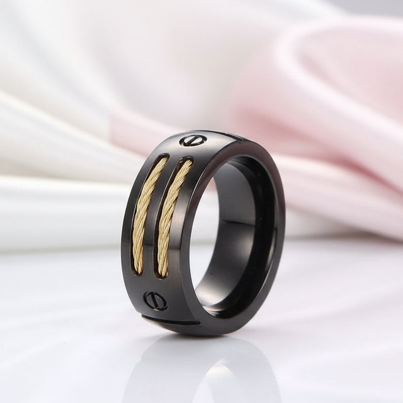 Black Punk Titanium Men's Wedding Band-Black Diamonds New York