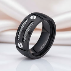 Black Punk Titanium Men's Wedding Band
