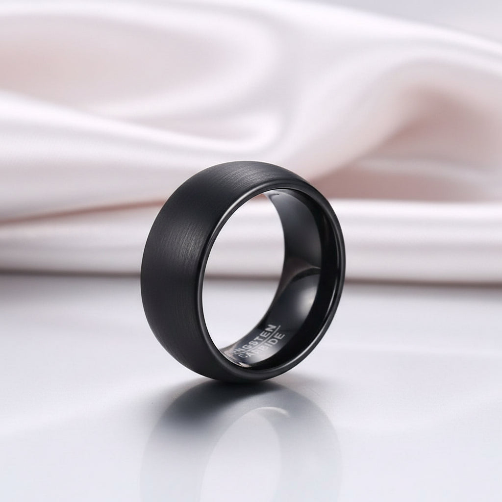 Black Punk Tungsten Men's Wedding Band-Black Diamonds New York