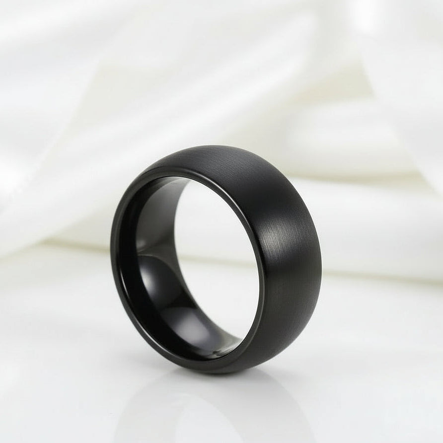 Black Punk Tungsten Men's Wedding Band-Black Diamonds New York
