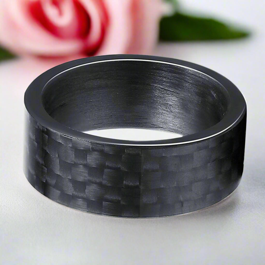 Black Pure Carbon Fiber Wedding Band-Black Diamonds New York