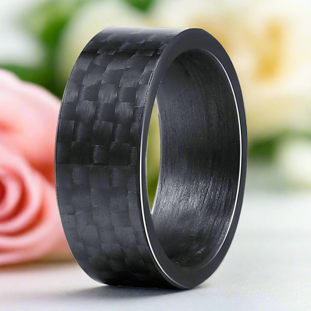 Black Pure Carbon Fiber Wedding Band-Black Diamonds New York