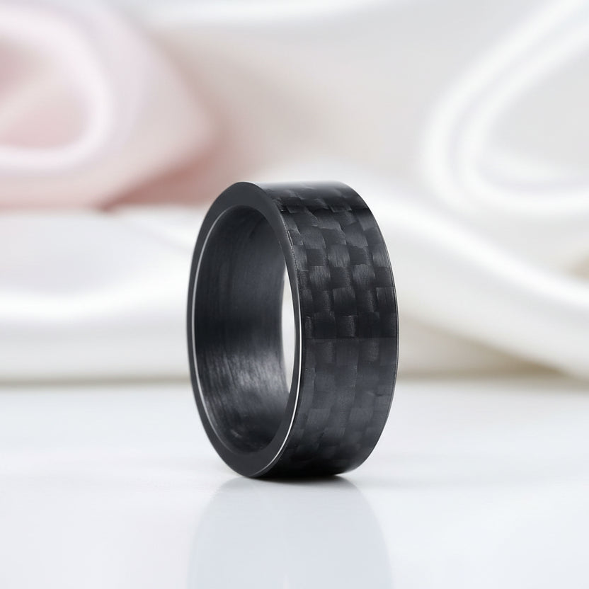 Black Pure Carbon Fiber Wedding Band-Black Diamonds New York