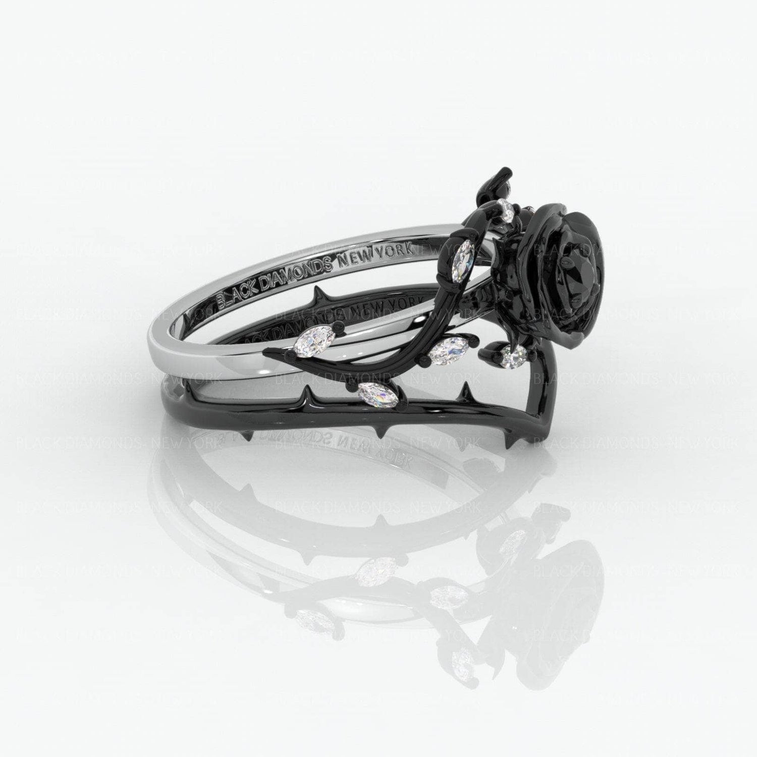 Silver and black diamond ring Clearance