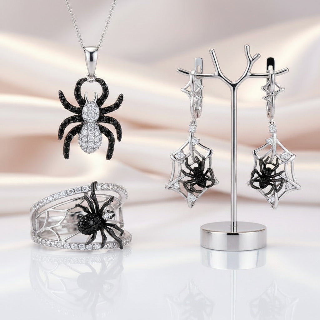 Black Spider Jewelry Set-Black Diamonds New York