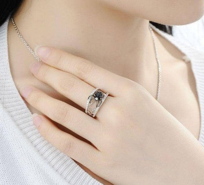 Black Spider Micro Paved Moissanite Diamond Ring-Black Diamonds New York