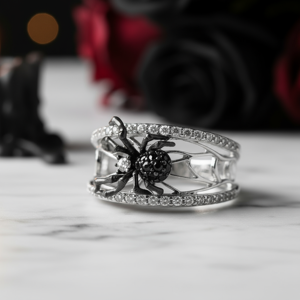 Black Spider Micro Paved Diamond Ring-Black Diamonds New York